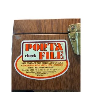 Vintage Ballonoff Porta File Metal Box Wood Grain Storage 1499 Made in USA